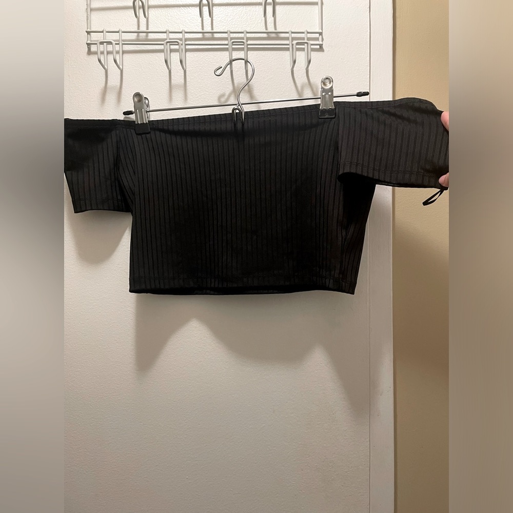 Black Off The Shoulder Crop Top